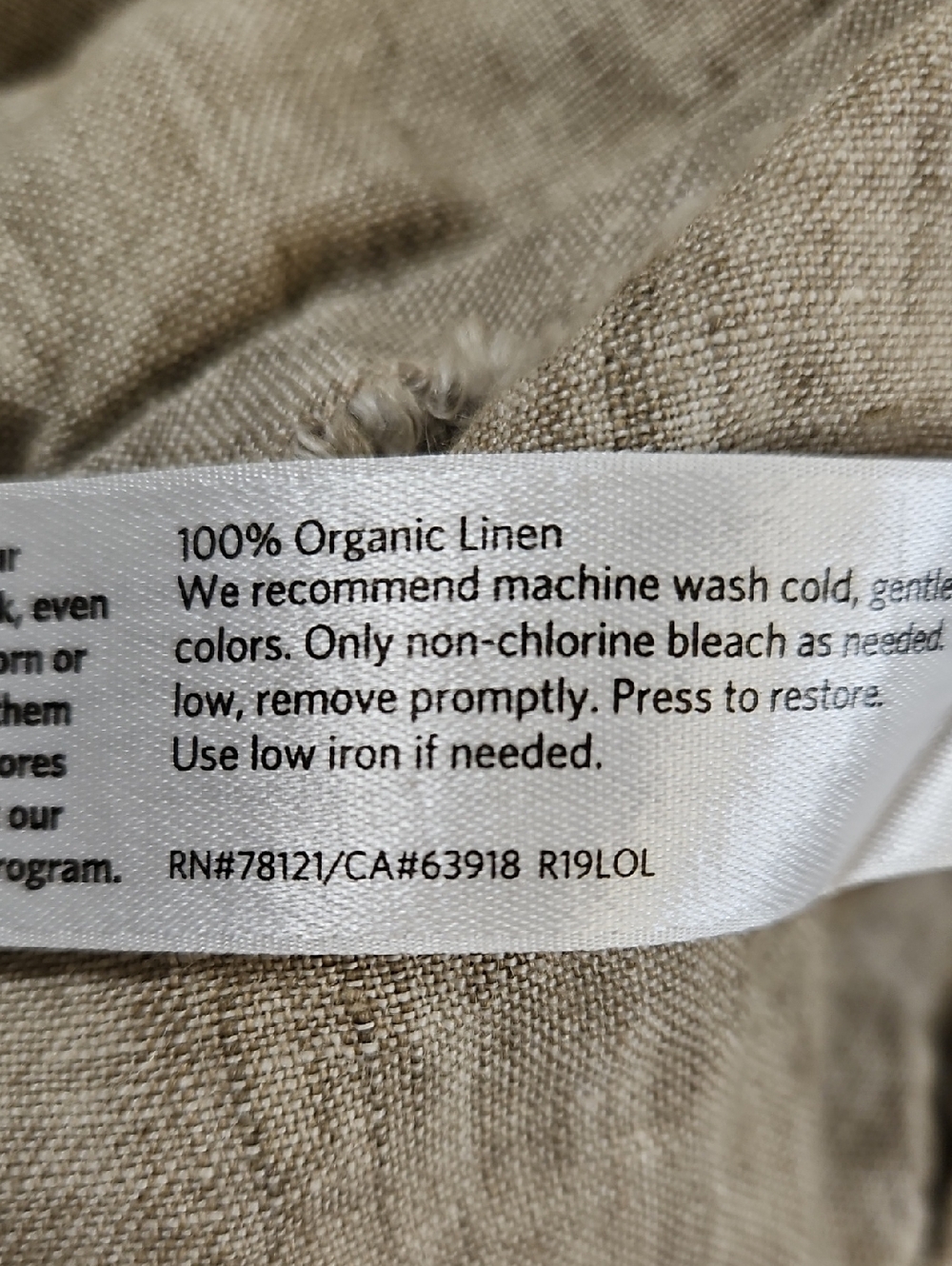 Eileen Fisher Oatmeal Organic Linen Tunic Top, Size Large - Picture 9 of 10